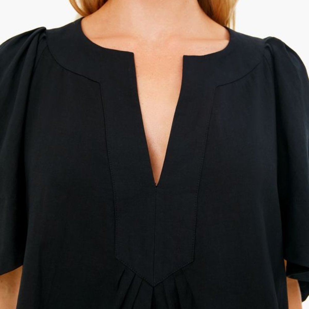 Black Finley Flutter Sleeve Top
